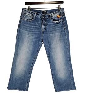 Driftwood Colette Embroidered Cropped Distressed Jeans size 31